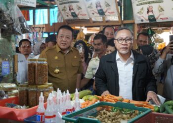 Gubernur Arinal Djunaidi Dampingi Menteri Perdagangan Republik Indonesia Tinjau Pasar Kangkung Bandar Lampung